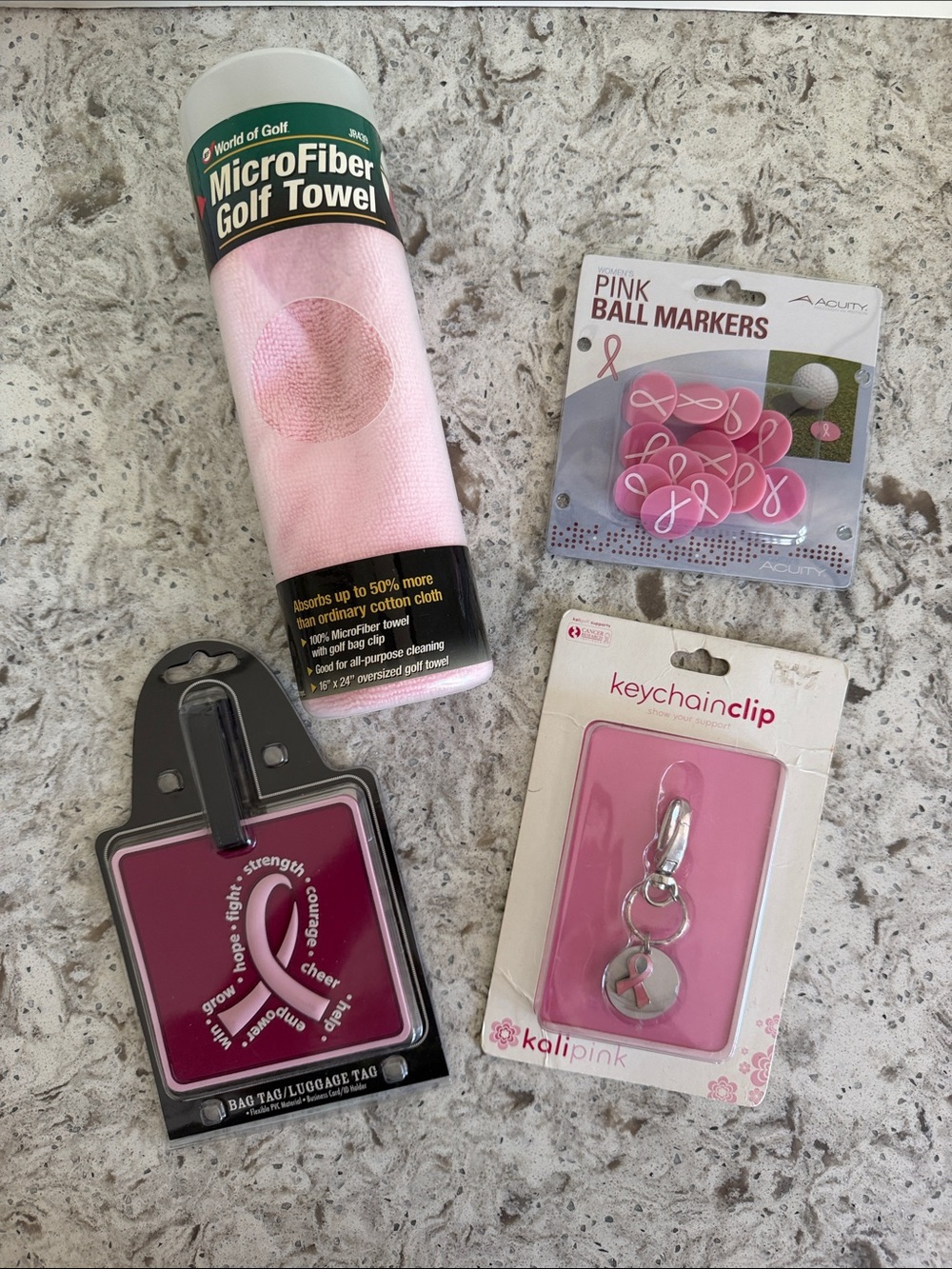 NWT Pink Breast Cancer Awareness Golf Towel + Accessories Bundle
